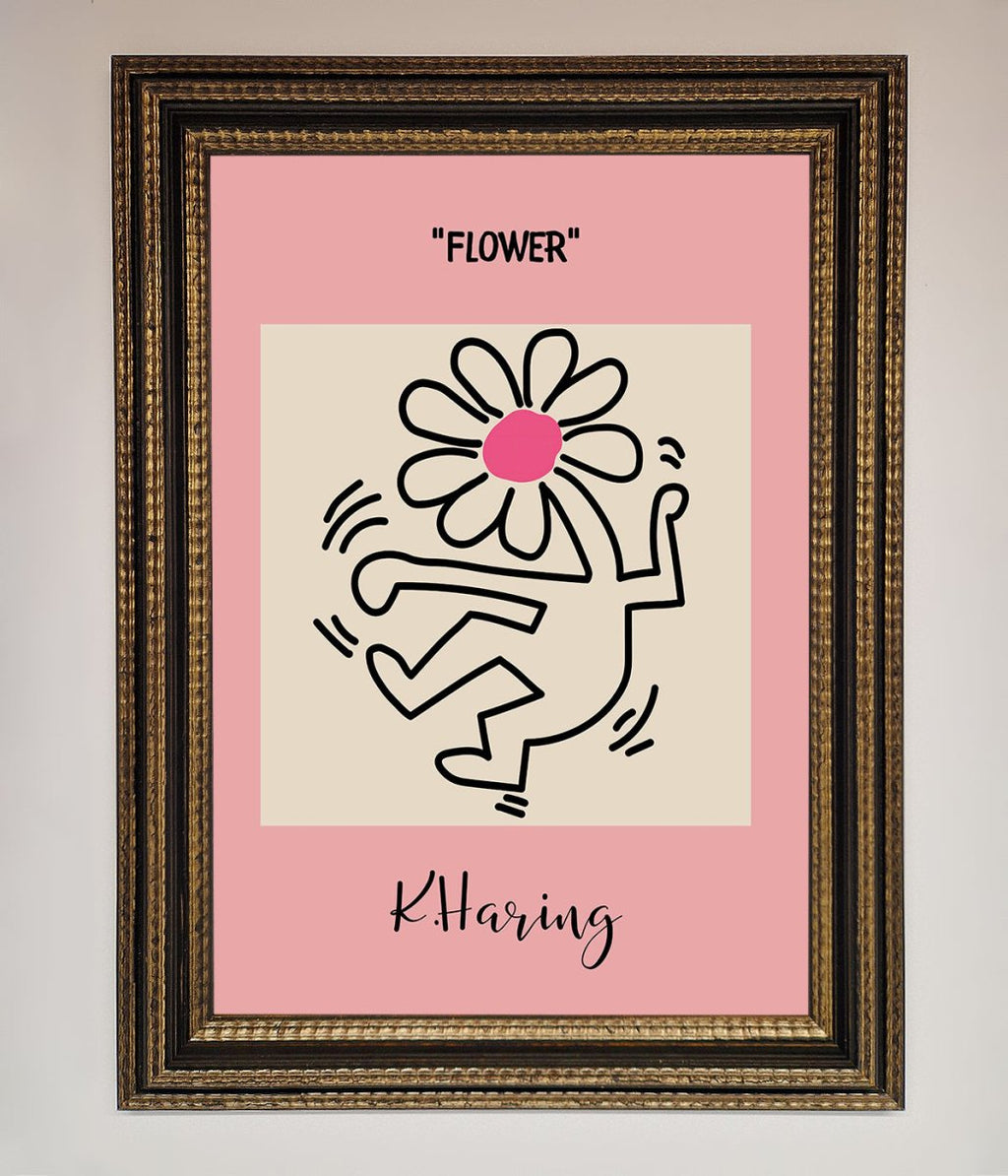 Keith Haring Flower Pink Framed Poster