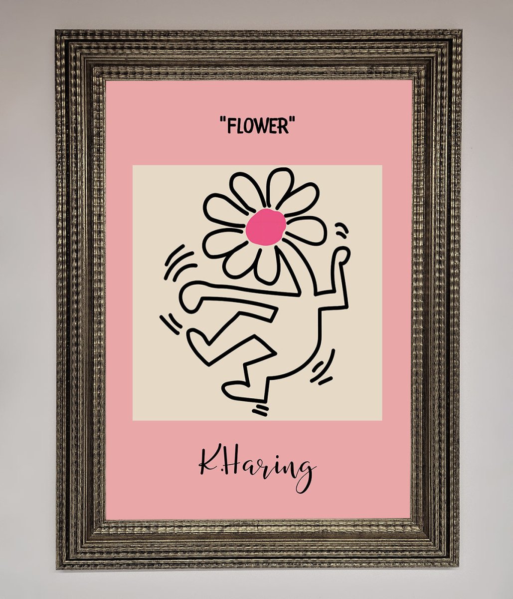Keith Haring Flower Pink Framed Poster