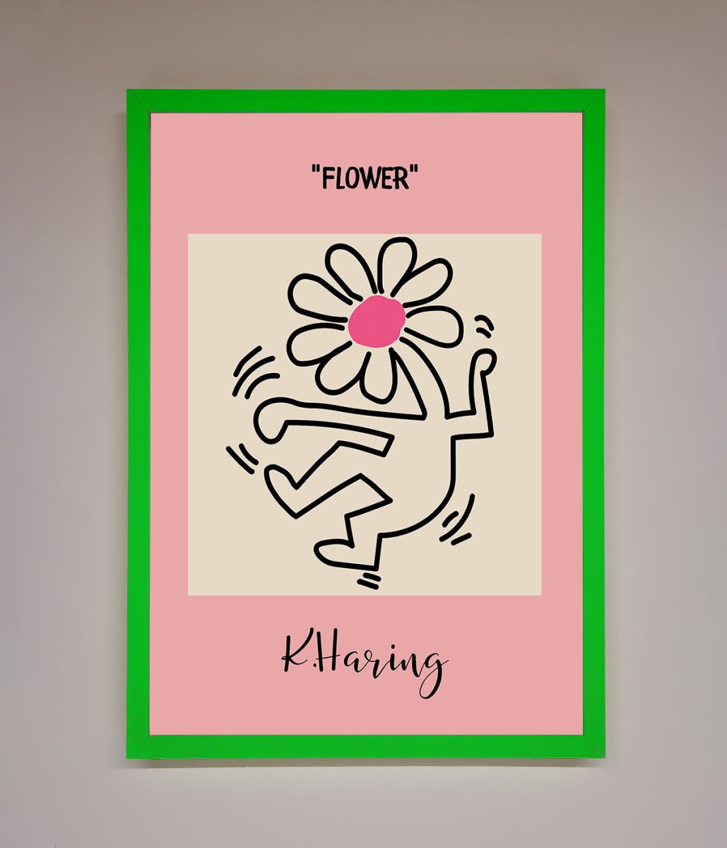 Keith Haring Flower Pink Framed Poster