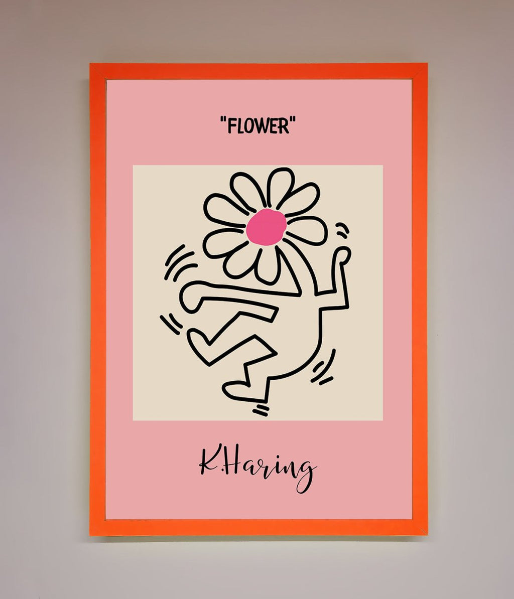 Keith Haring Flower Pink Framed Poster