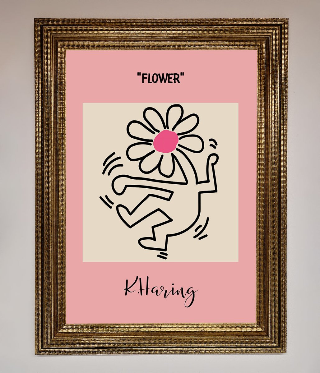 Keith Haring Flower Pink Framed Poster