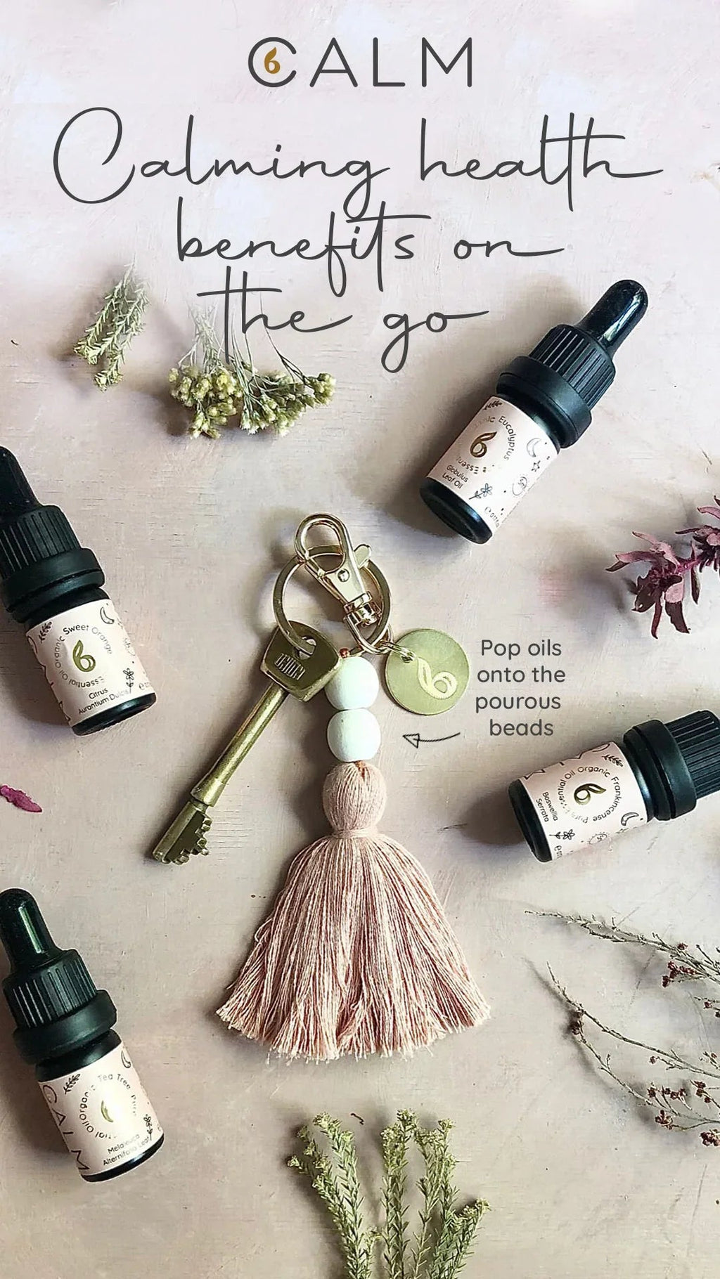 Keyring Diffuser & Breathe Calm Organic Essential Oil 10ml