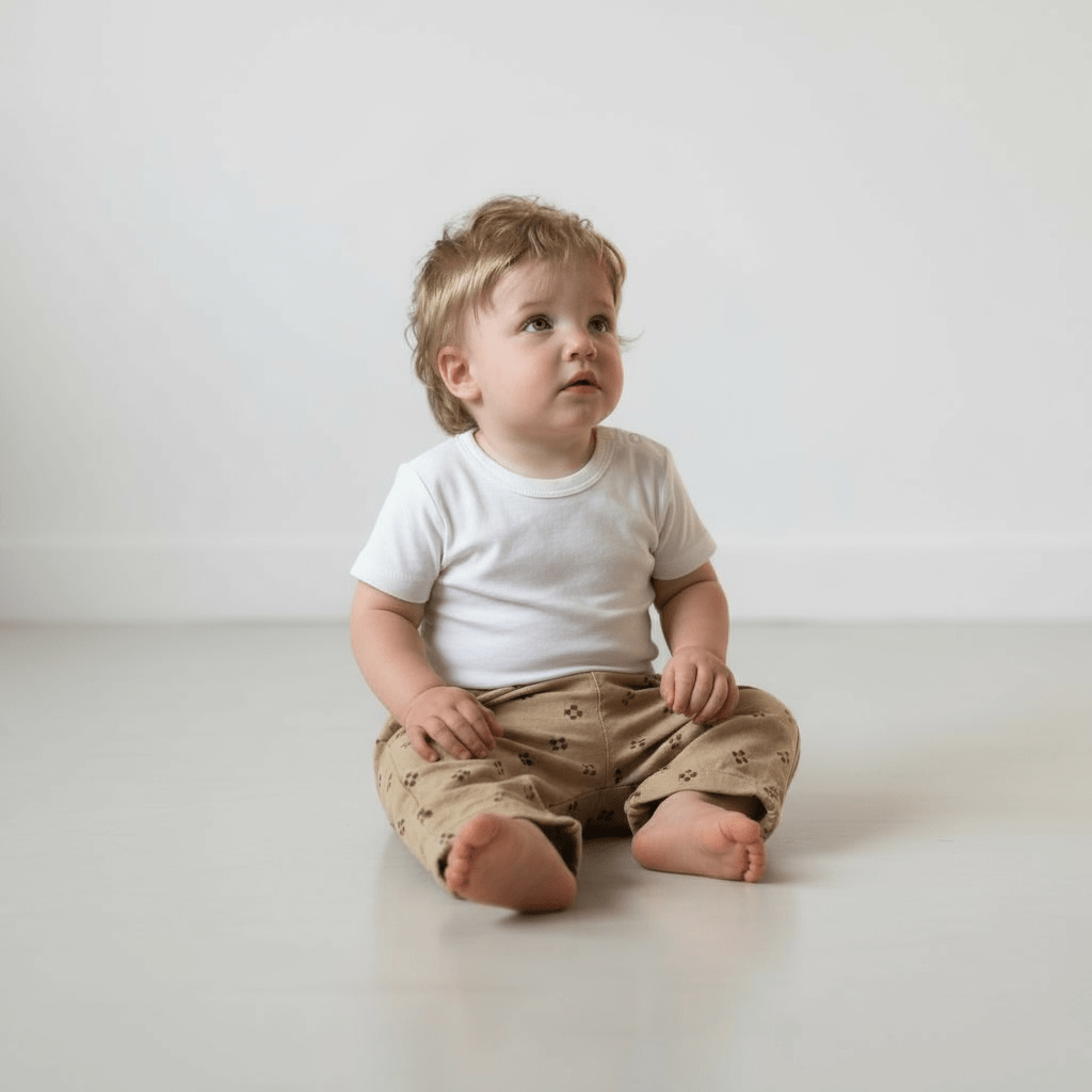 Khaki Geometric Patterned Trousers