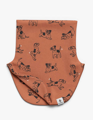 a bold close-up of a stylish kids cotton neck warmer in a crisp morning light