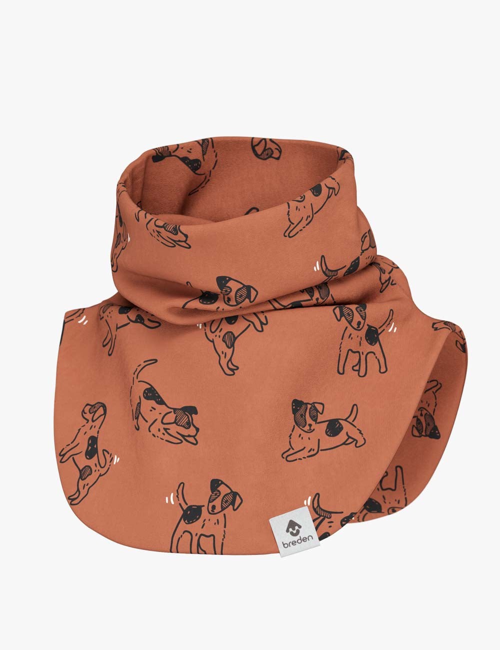 a child laughing while wearing a cozy cotton neck warmer on a sunny autumn playground