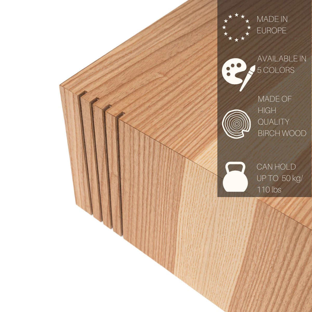 set of 3 practical birch plywood cube plant stands showcasing the nesting storage feature