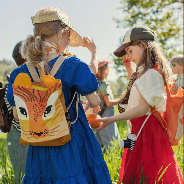 Lion Linen Backpack for Kids – Playful & Durable Design by Muni at brixbailey.com