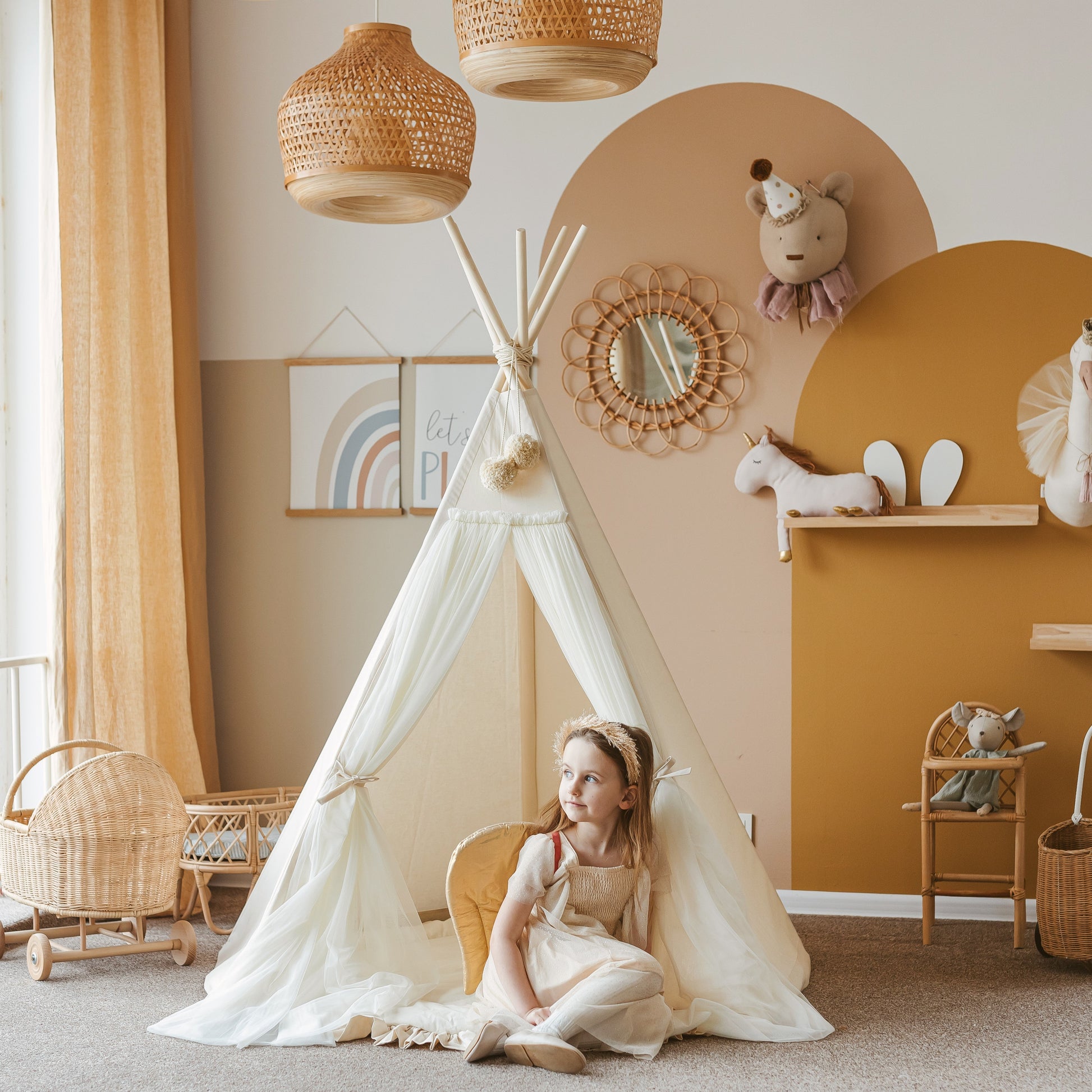 Fairy Kids Play Tent with Tulle in Rose