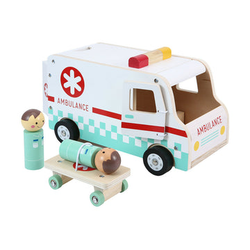 Wooden Ambulance Playset with Minifigures – Enhances Motor Skills by Fillikid at www.brixbailey.com