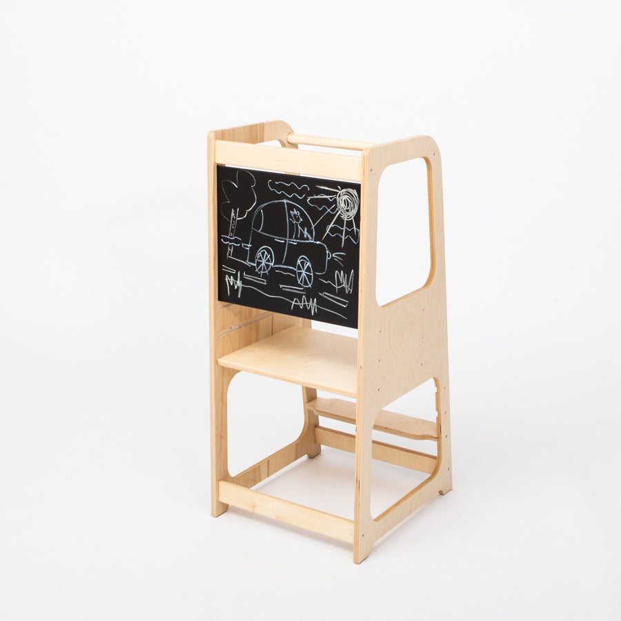 Montessori Wooden Kitchen Helper with Blackboard – Safe & Adjustable by Montessori House Bed at www.brixbailey.com