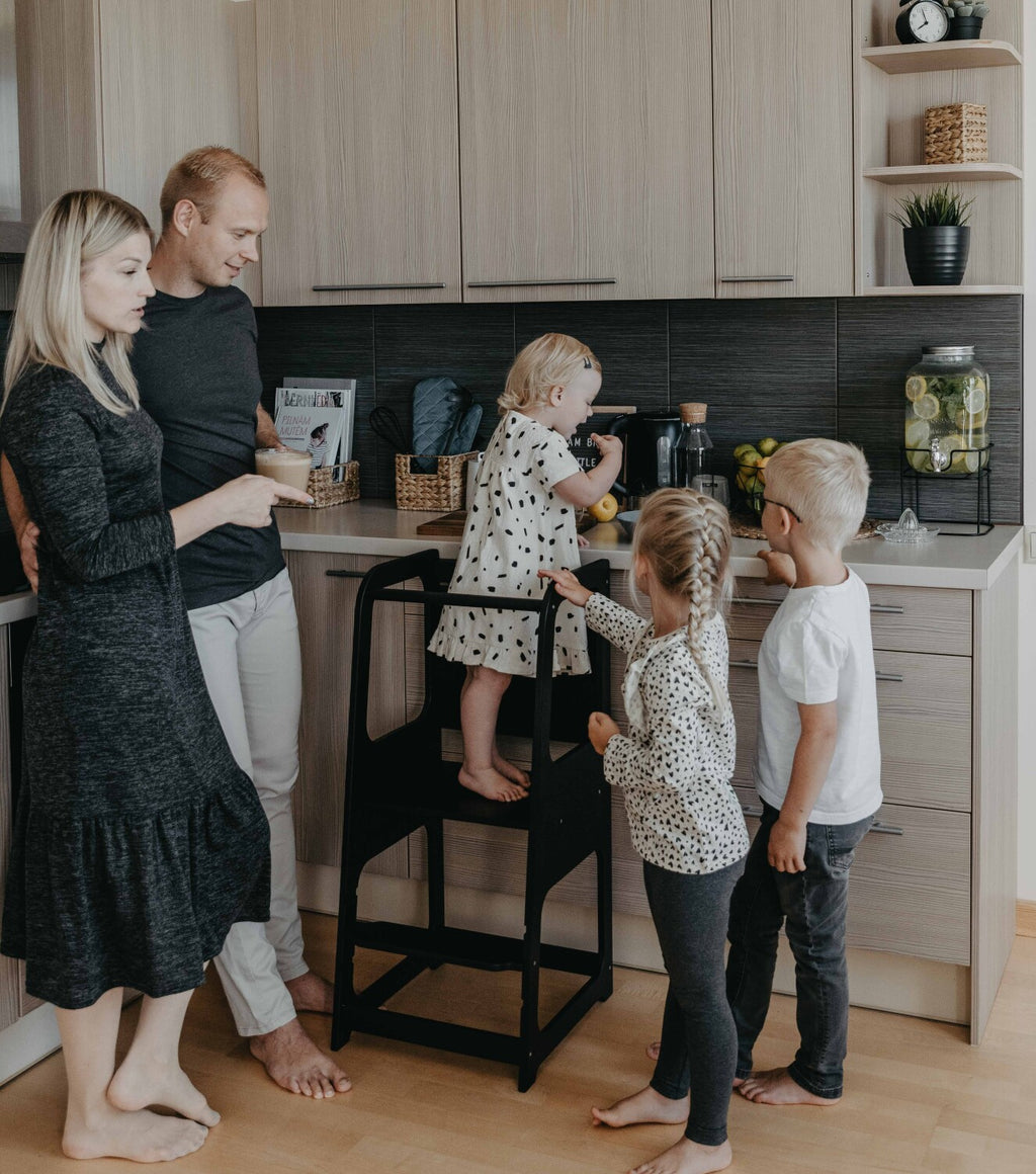 Adjustable Wooden Kitchen Helper for Kids – Safe & Interactive by Montessori House Bed at www.brixbailey.com