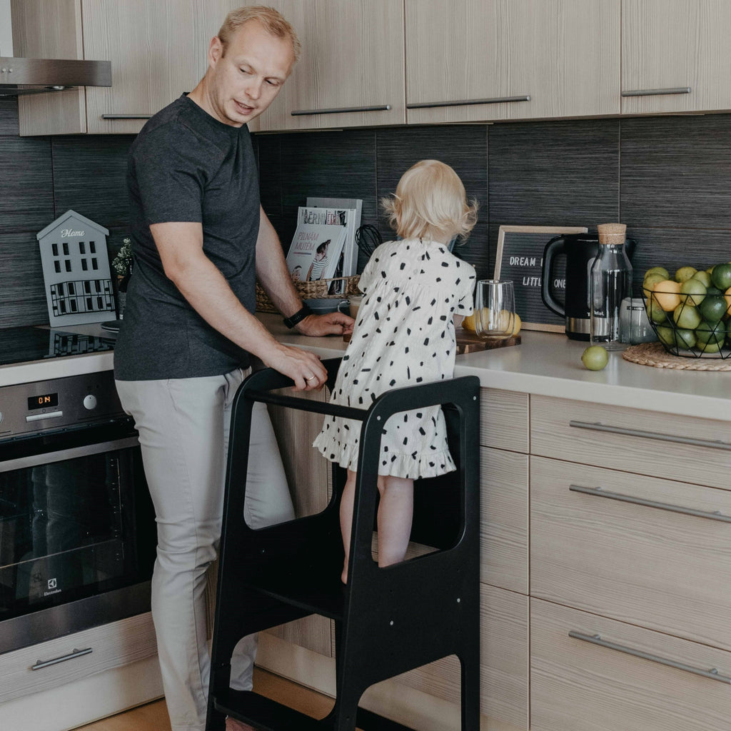 Handcrafted Wooden Kitchen Helper – Safe & Adjustable for Kids by Montessori House Bed at www.brixbailey.com
