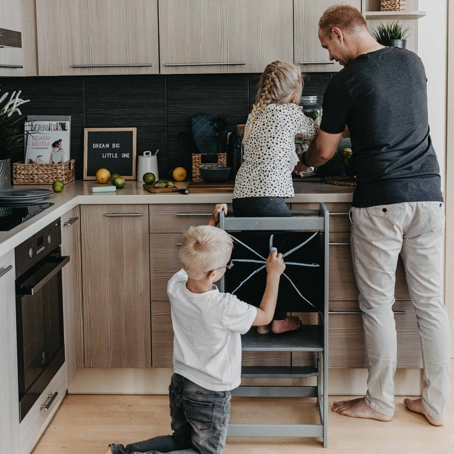 Montessori Wooden Kitchen Helper with Blackboard – Safe & Adjustable by Montessori House Bed at www.brixbailey.com