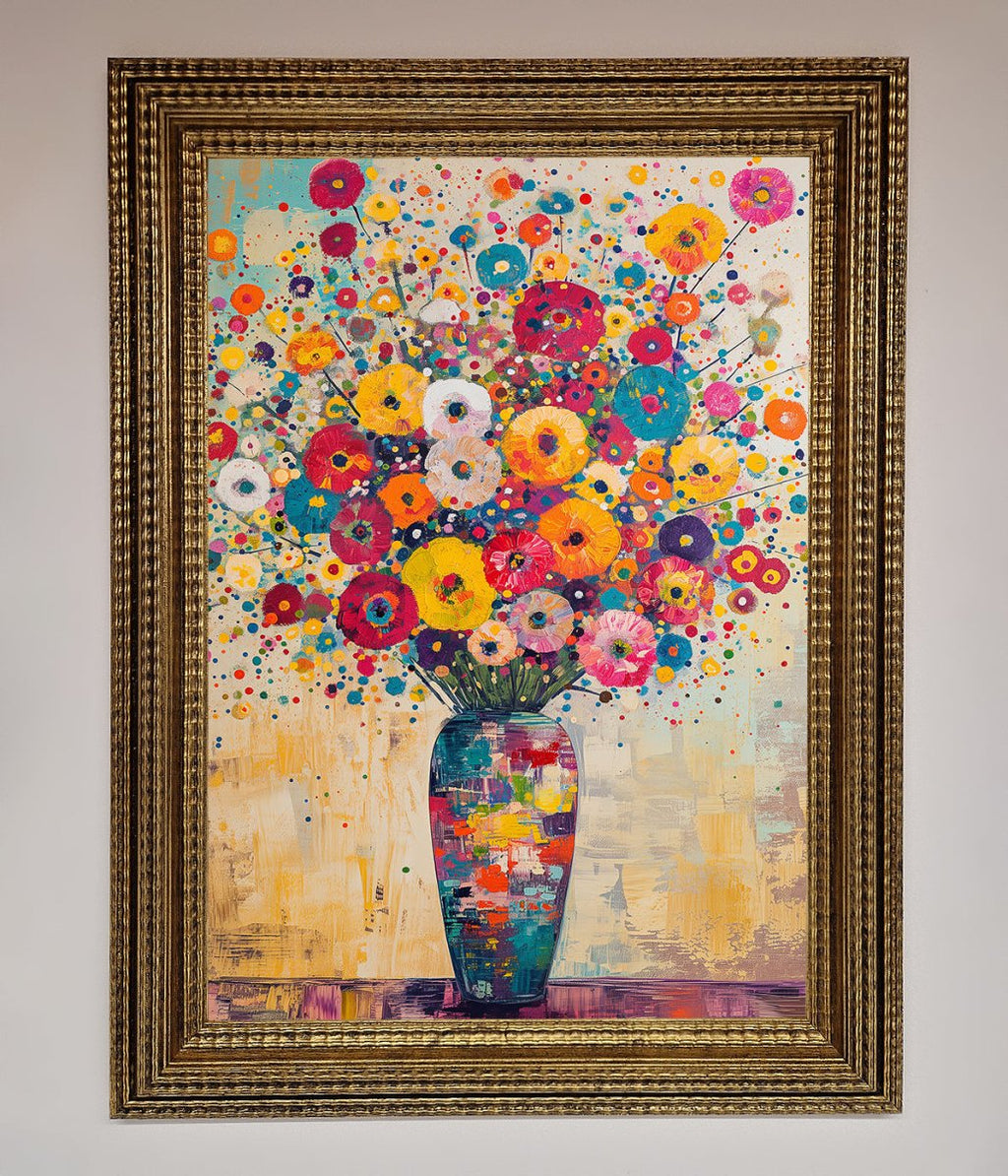 Klimt Style Flowers Framed Poster