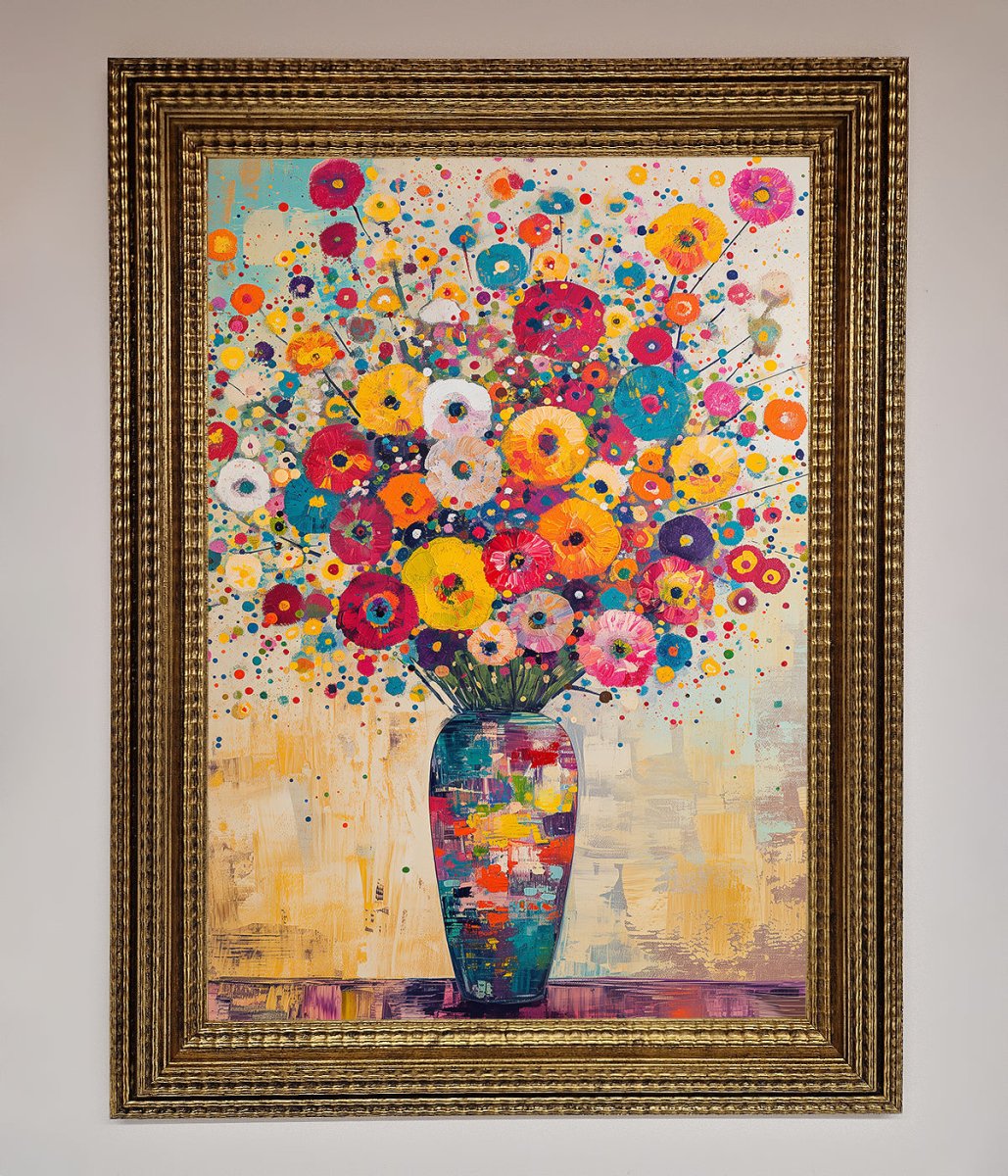 Klimt Style Flowers Framed Poster