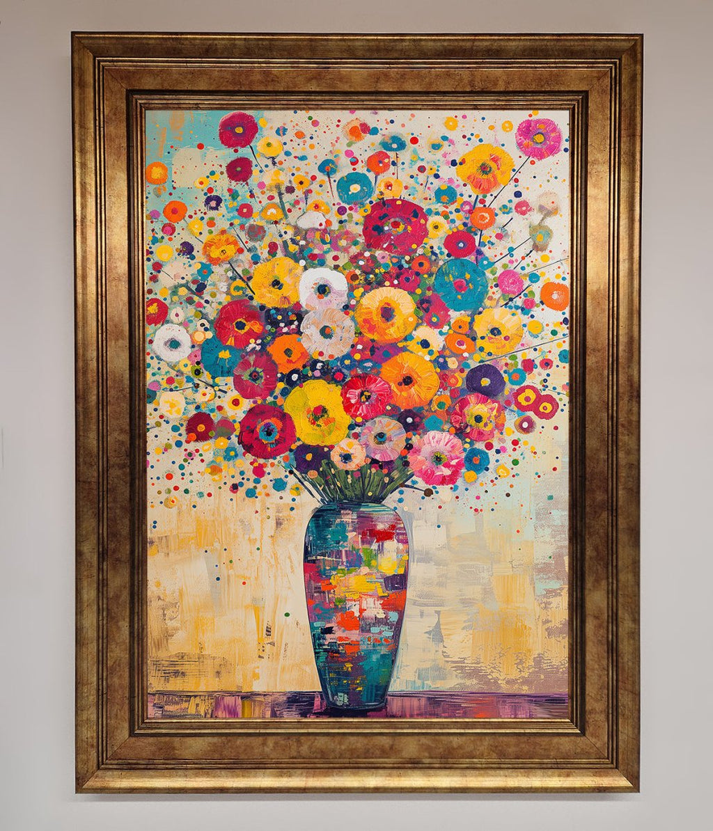 Klimt Style Flowers Framed Poster