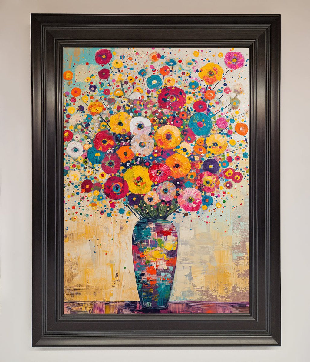 Klimt Style Flowers Framed Poster