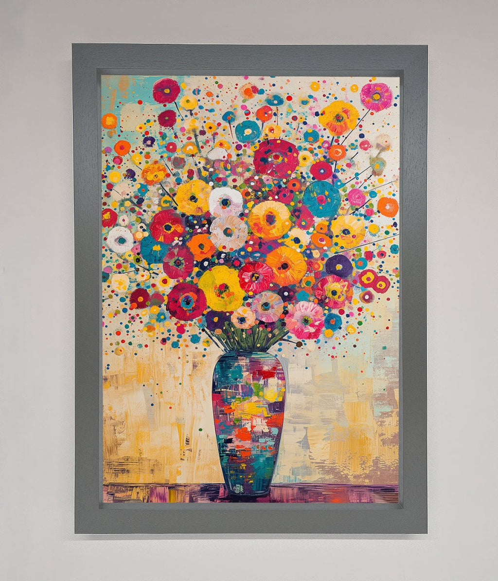 Klimt Style Flowers Framed Poster