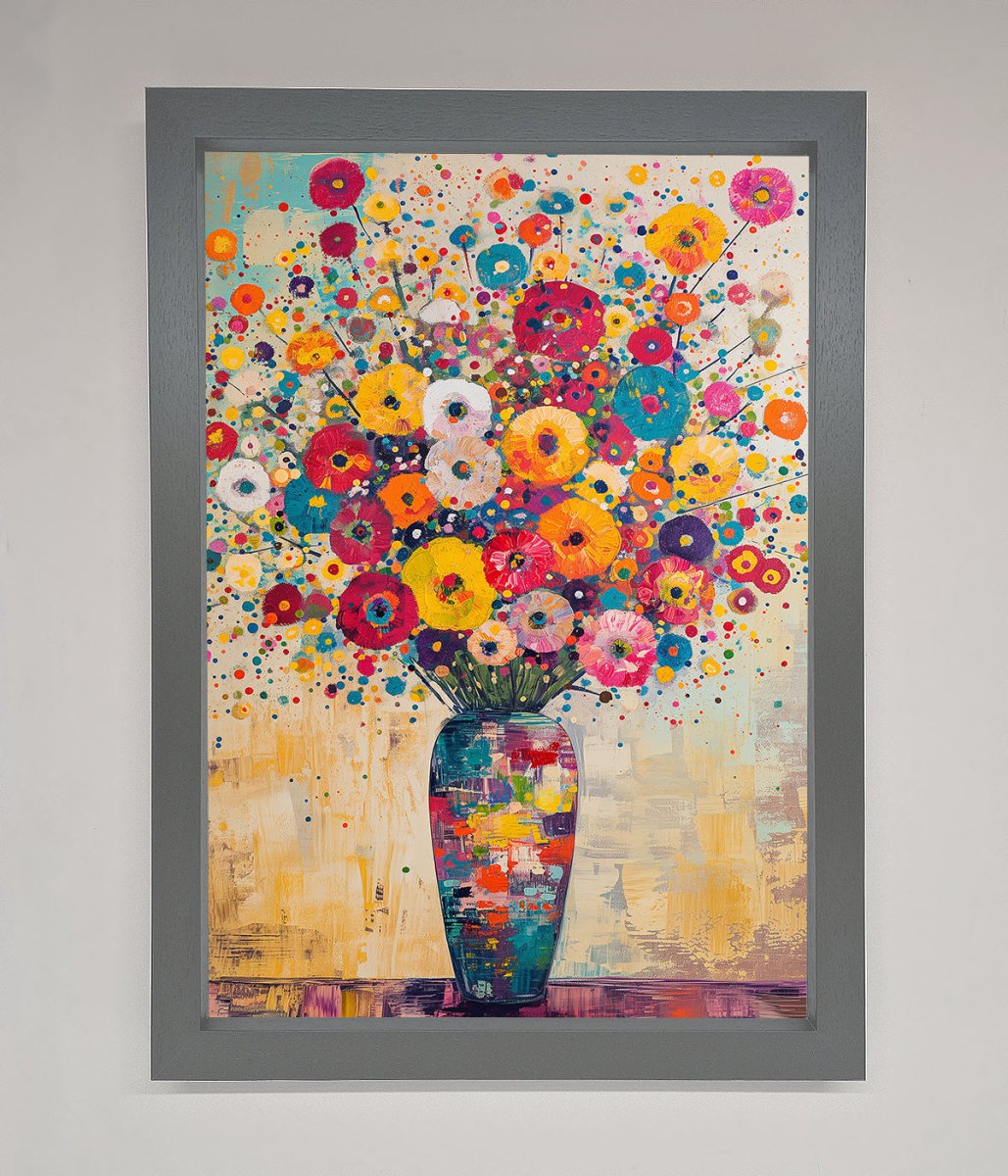 Klimt Style Flowers Framed Poster
