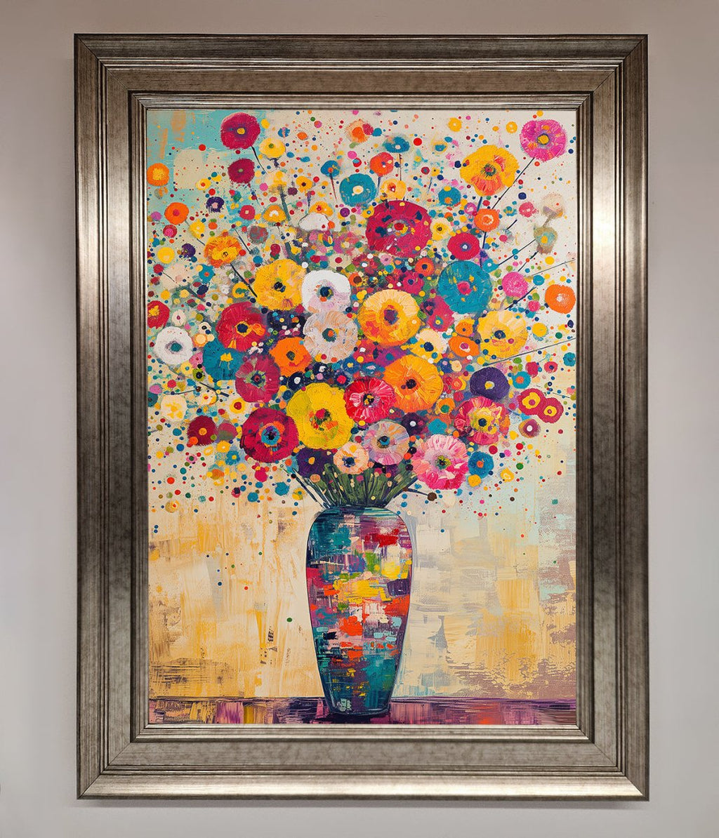Klimt Style Flowers Framed Poster