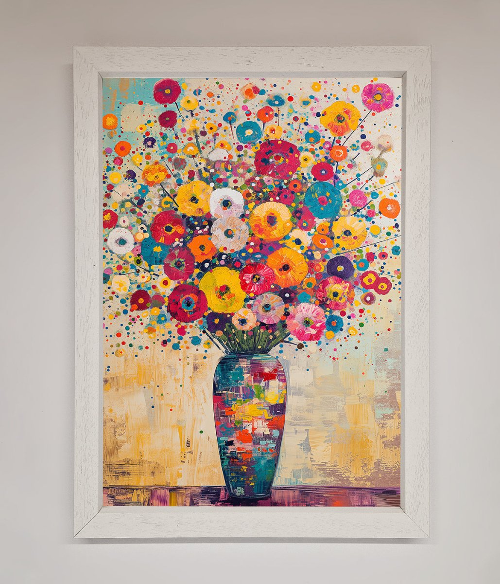 Klimt Style Flowers Framed Poster