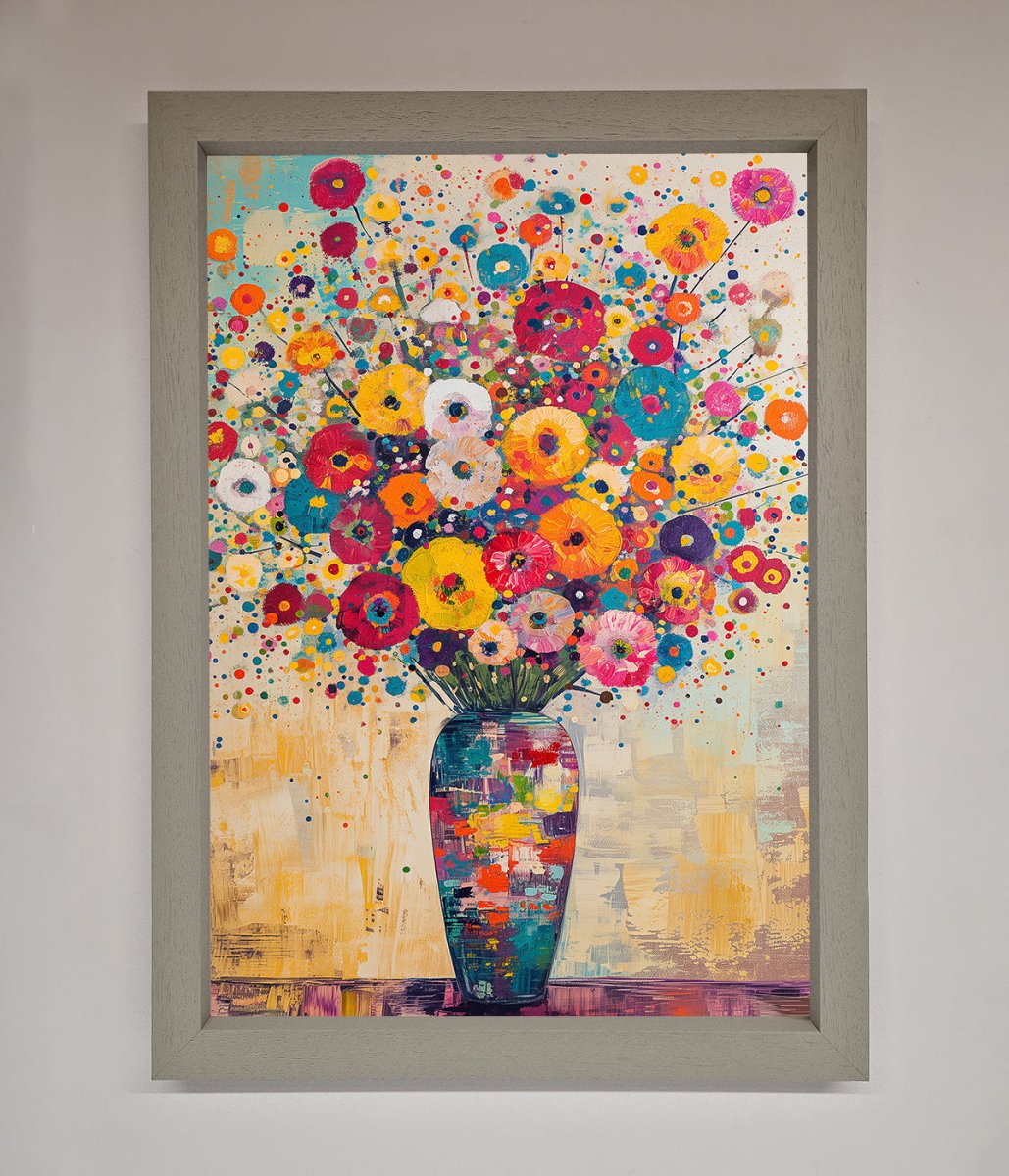 Klimt Style Flowers Framed Poster