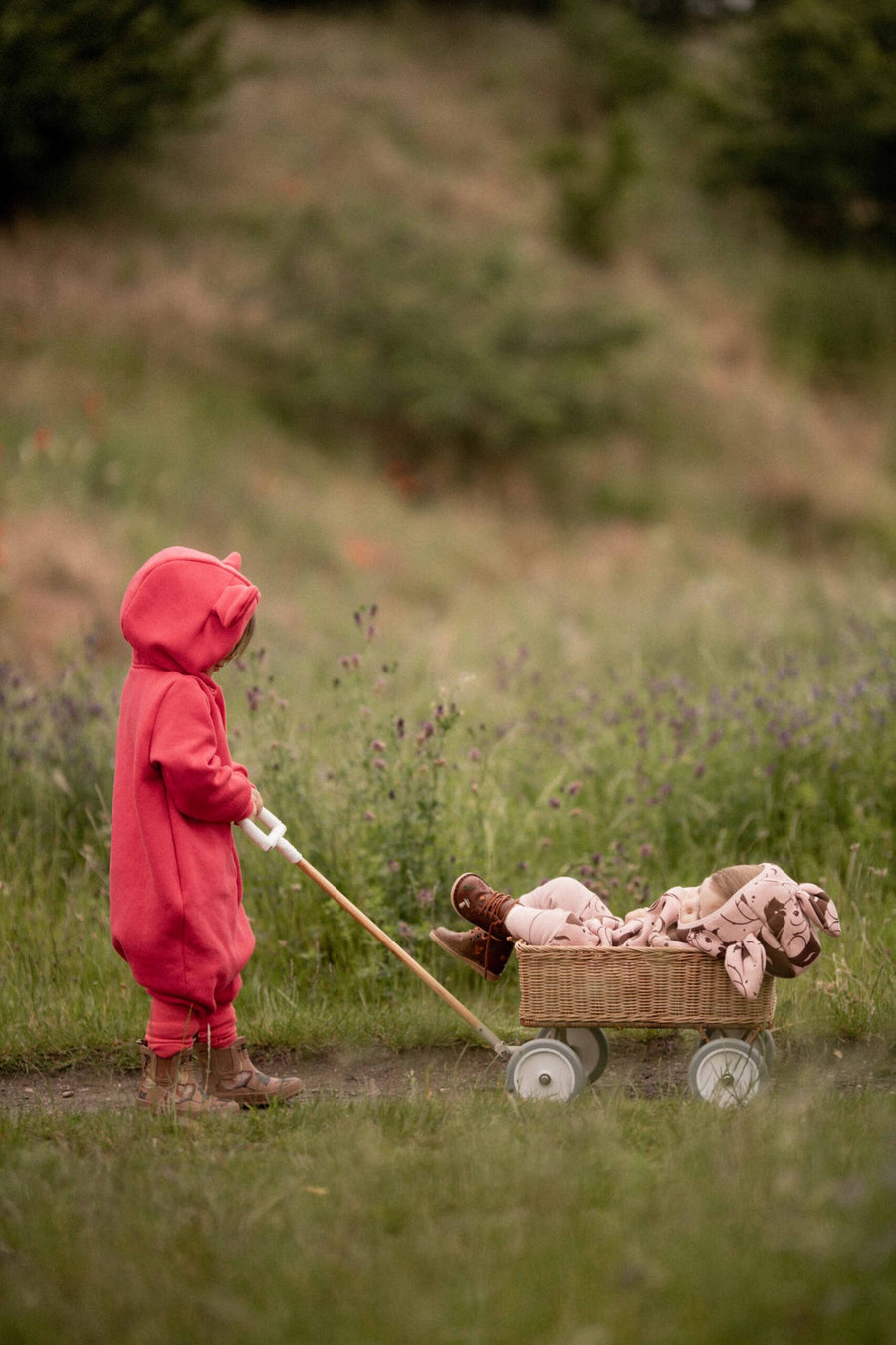 Eared Jumpsuit for Babies and Kids - Coral