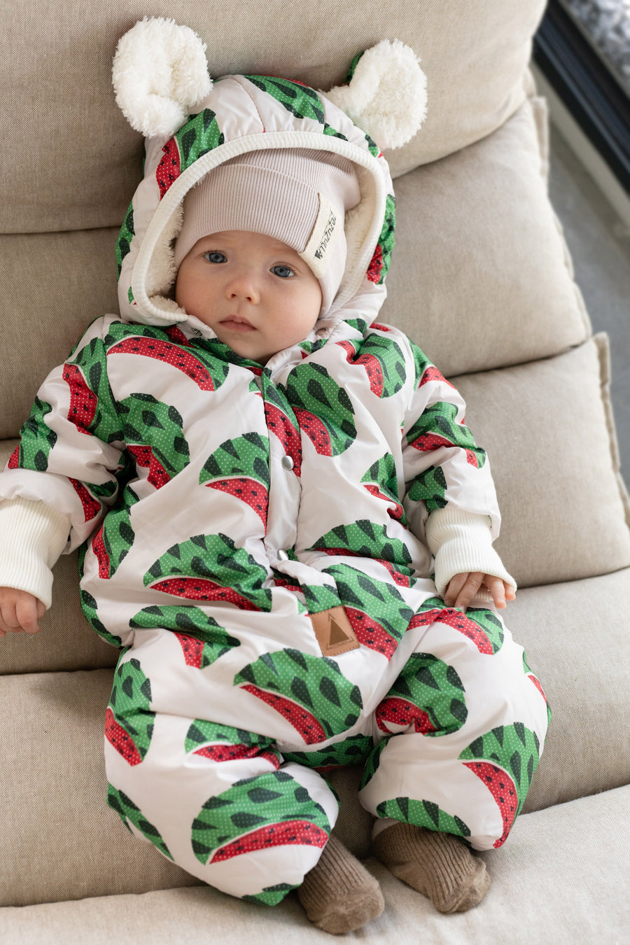 Winter Jumpsuit with Teddy Lining for Babies and Kids - Watermelons