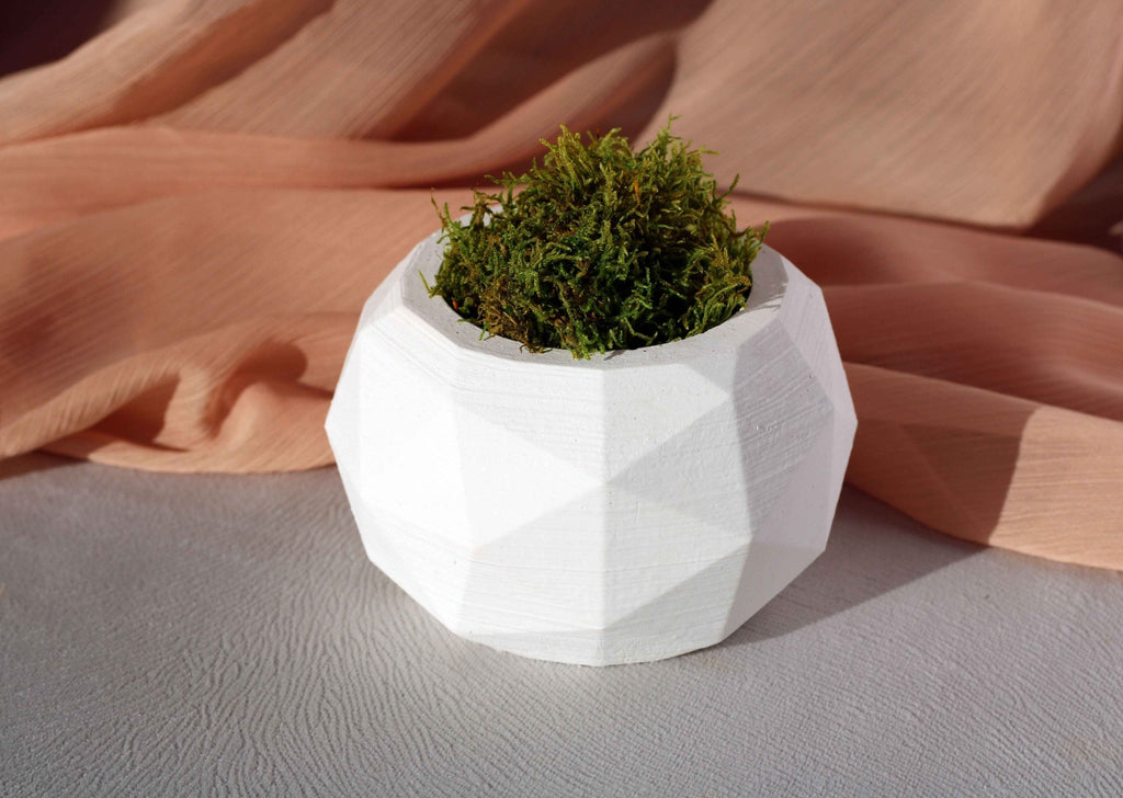 White Concrete Diagonal Plant Pot