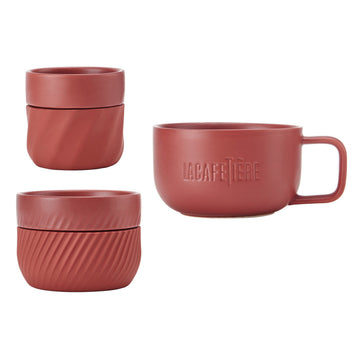 La Cafetière Red Mug Set – Espresso to Cappuccino, Stackable & Dishwasher Safe by La Cafetière at www.brixbailey.com