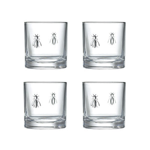 French Bee Whiskey Glasses Set of 4 – La Rochère Abeille Collection by La Rochère at www.brixbailey.com