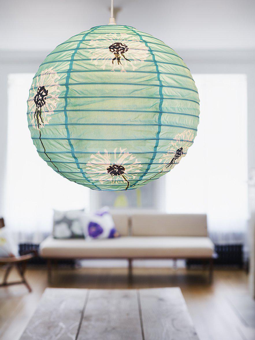 Dandelions on Aqua Hanging Lantern