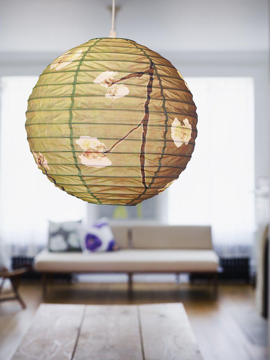 White Flowers on Green Hanging Lantern