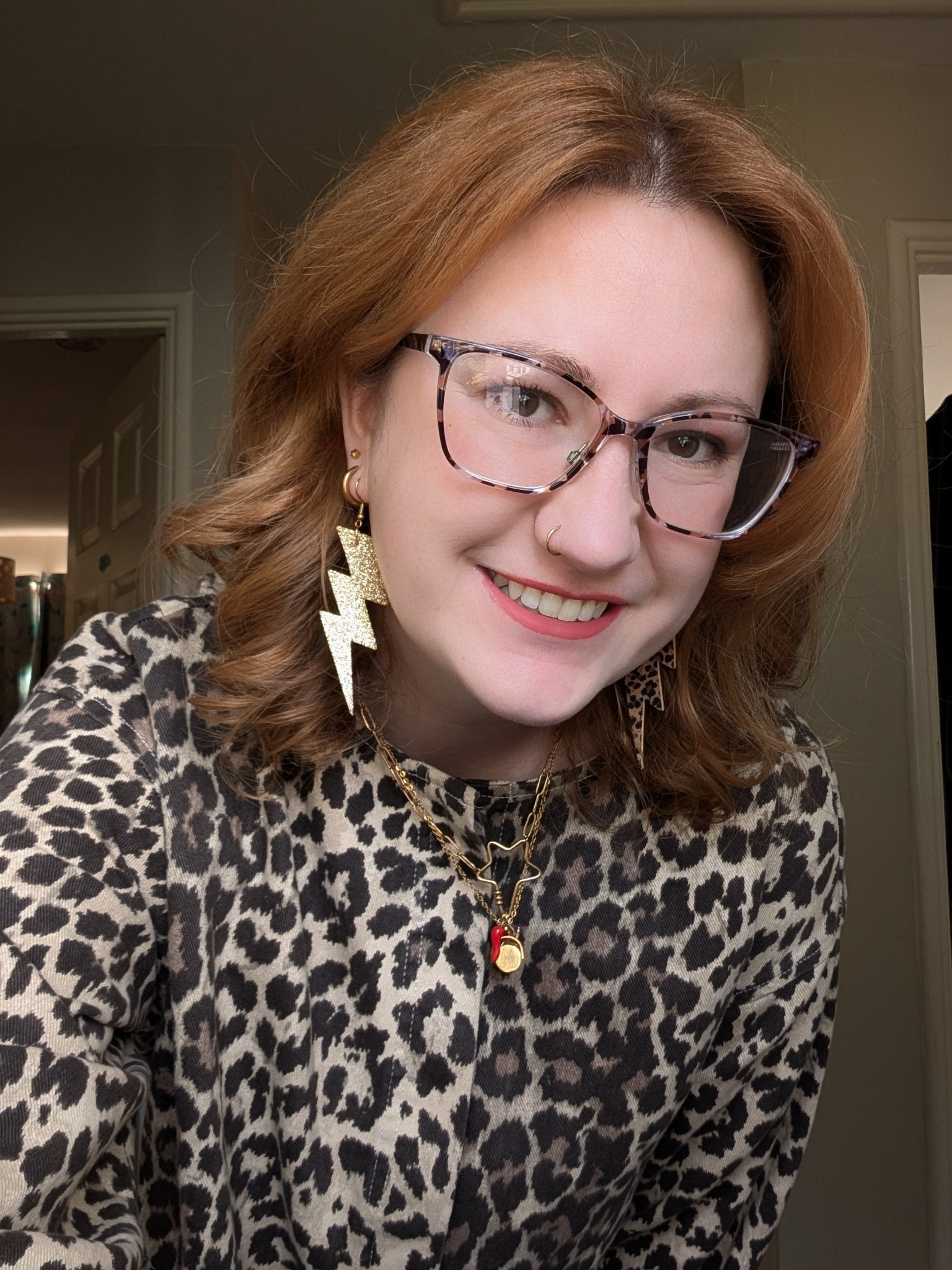 Large glitter triple lightning bolt earrings