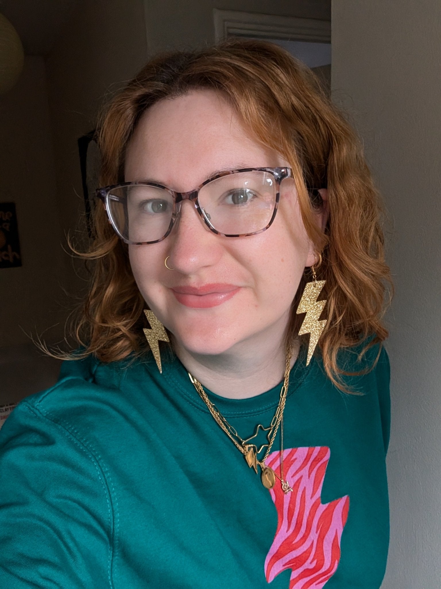 Large glitter triple lightning bolt earrings