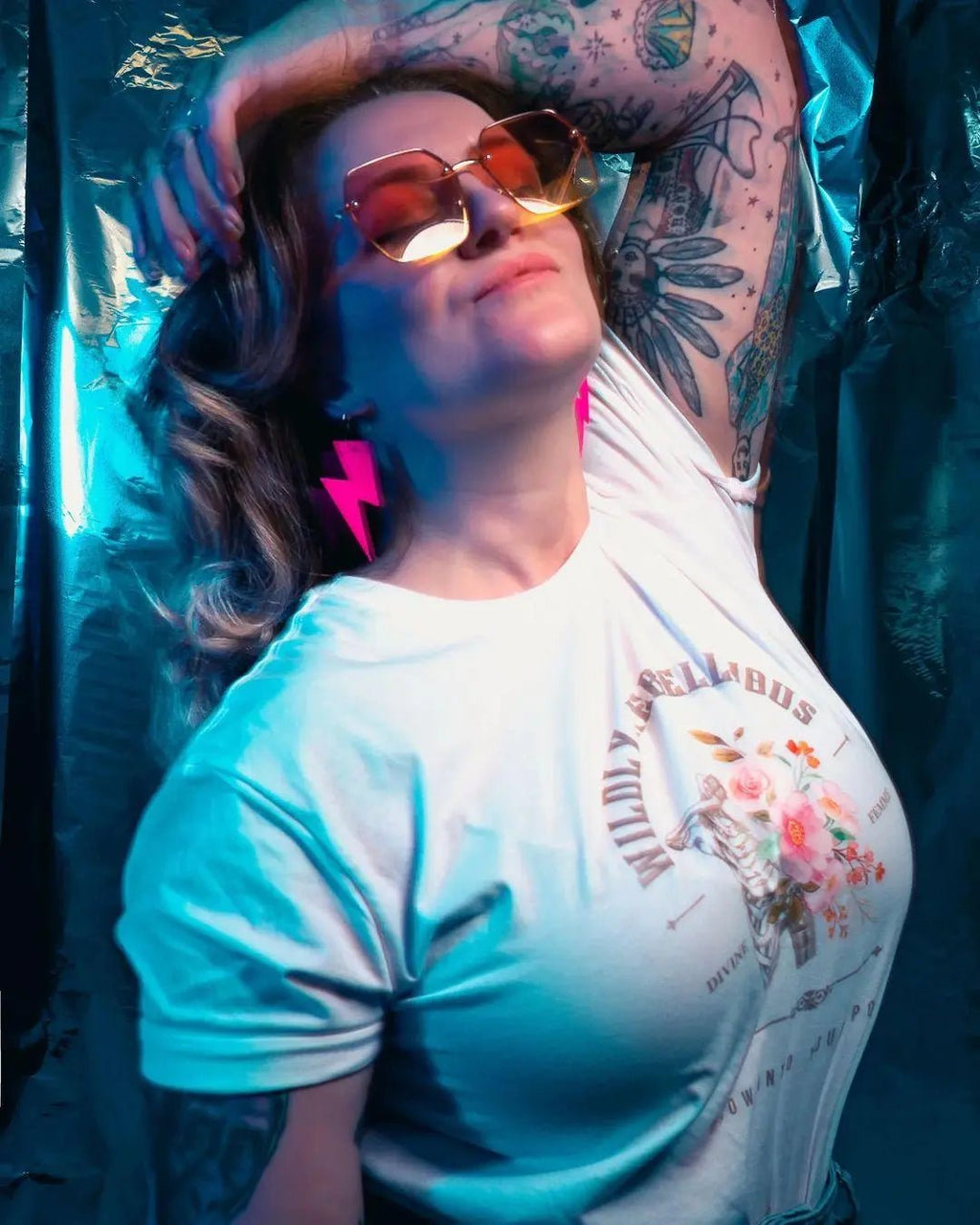 Large Neon Pink Cork Lightning Bolt Earrings