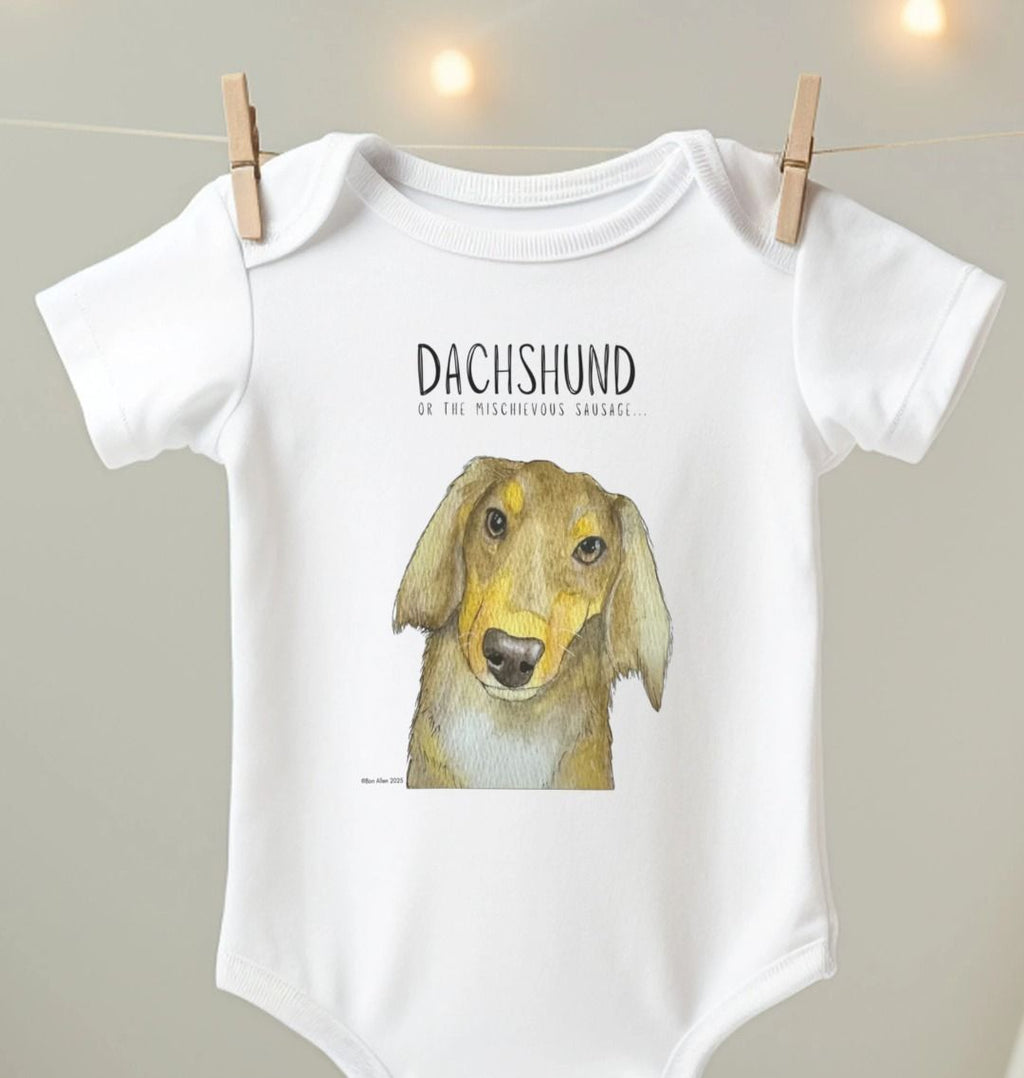 Mischievous Hot Dog Baby Bodysuit – Too Cute to Handle!Long Haired Dachshund
