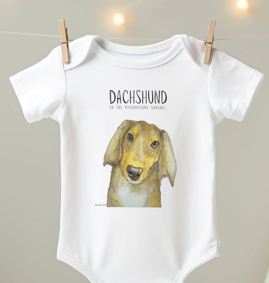 Mischievous Hot Dog Baby Bodysuit – Too Cute to Handle!Long Haired Dachshund