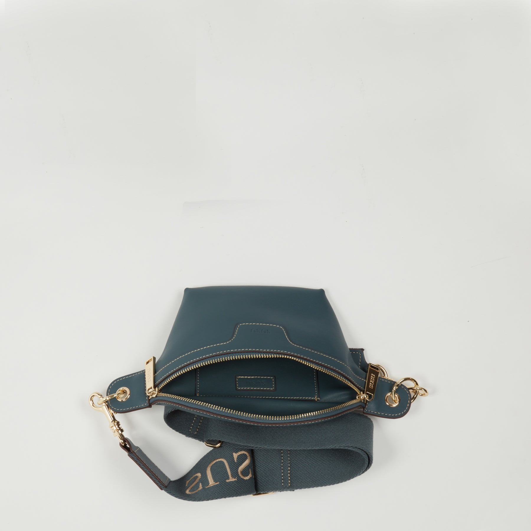Blue Leather Chest Sling Bag Small Crossbody