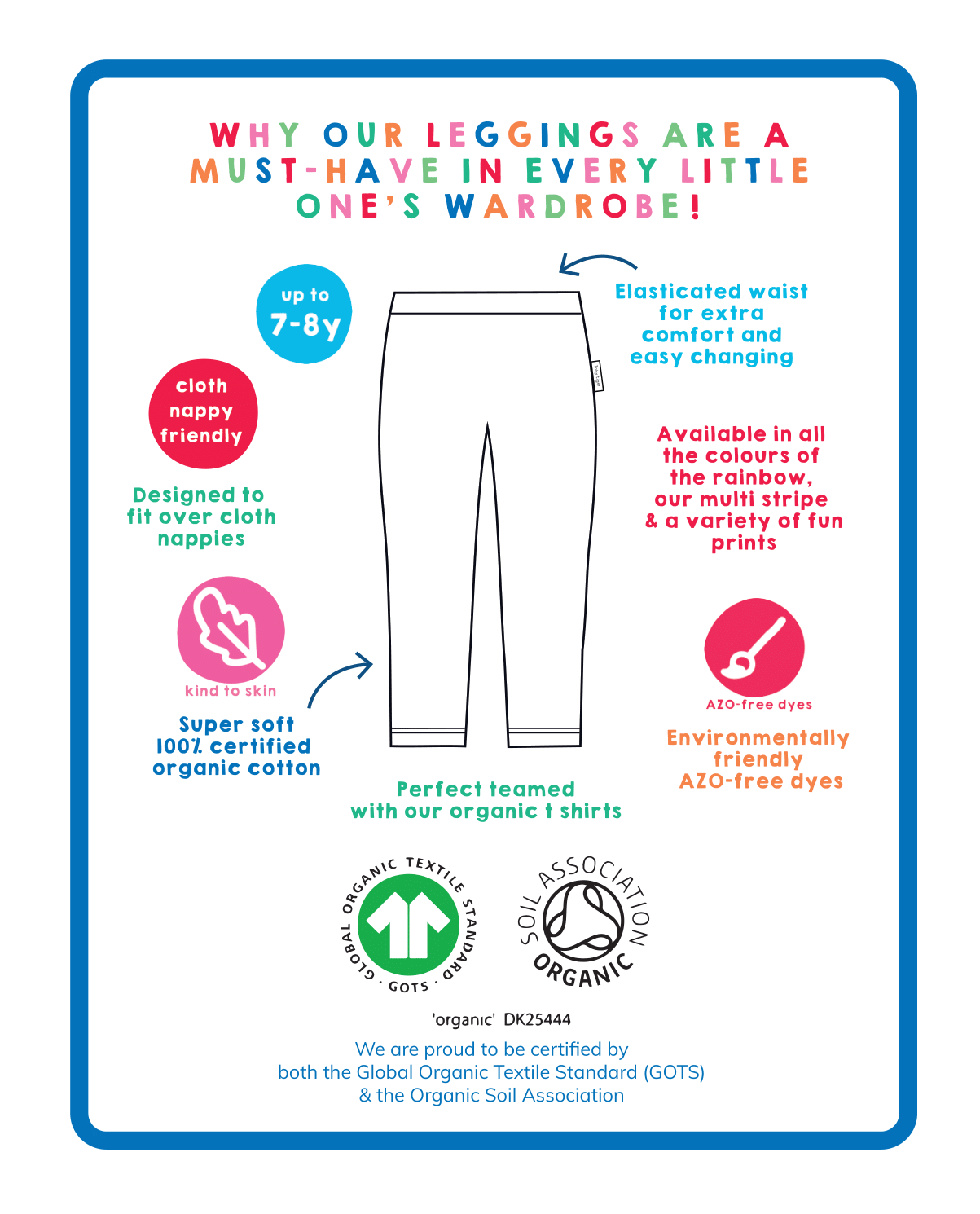 Organic Multi Rainbow Leggings for Kids