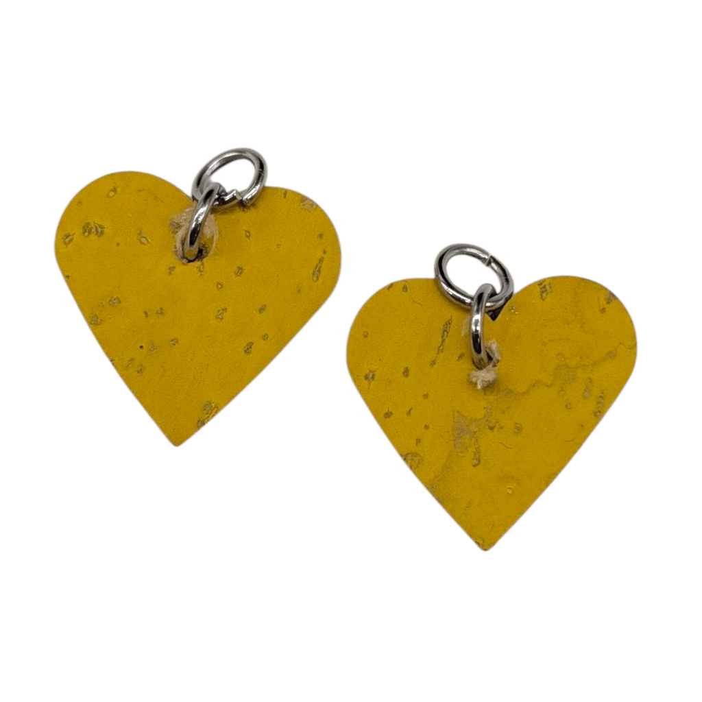 Lemon yellow and pale blue mini heart cork charms