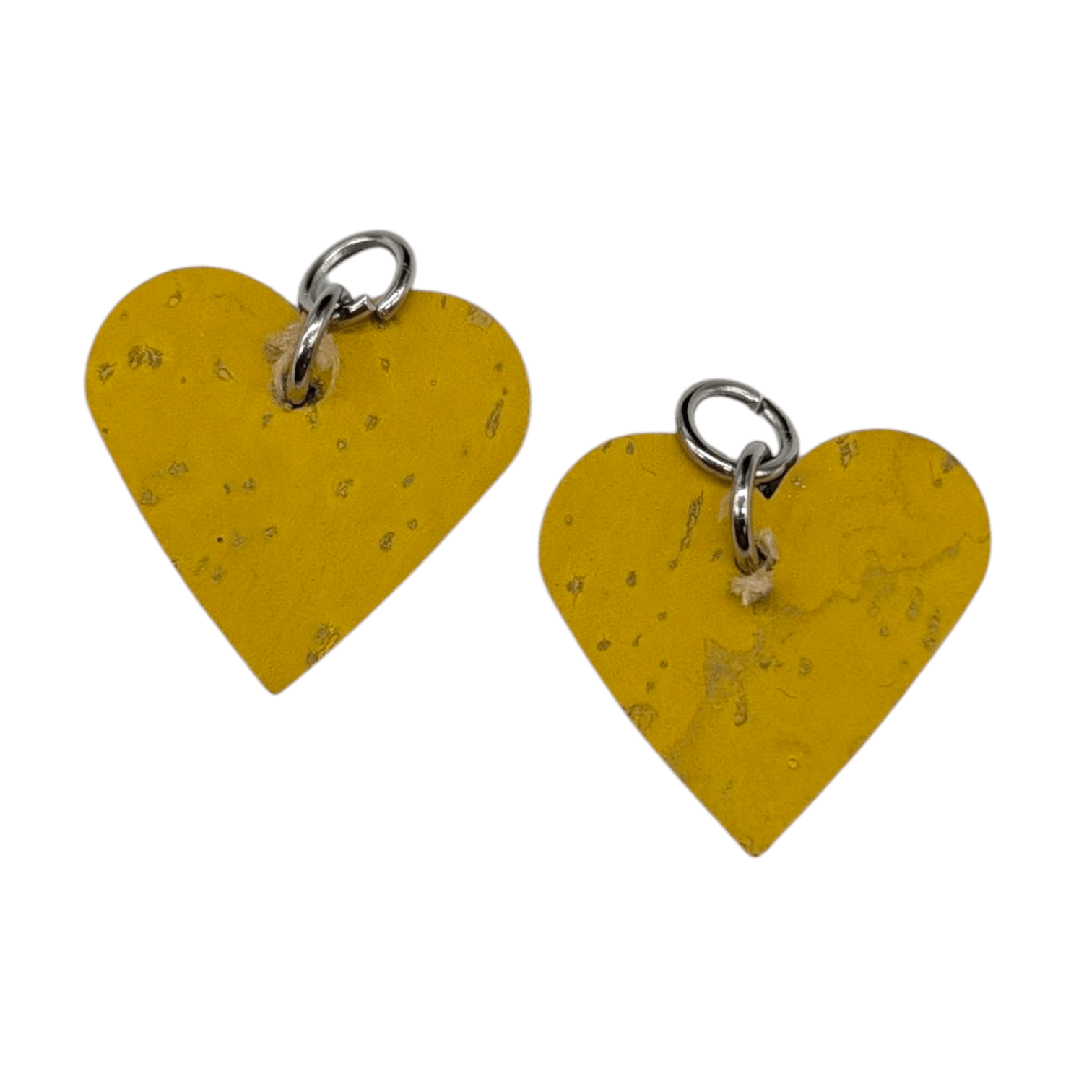 Lemon yellow and pale blue mini heart cork charms