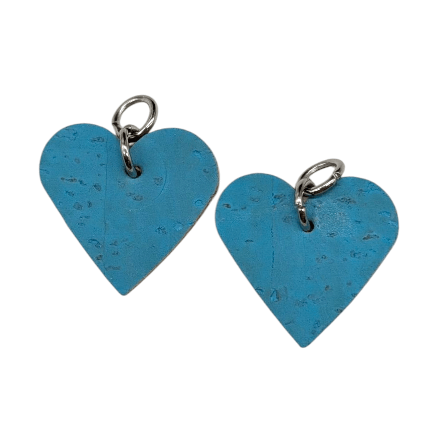 Lemon yellow and pale blue mini heart cork charms