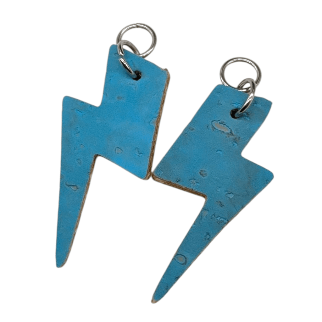 Lemon yellow and pale blue mini lightning bolt cork charms