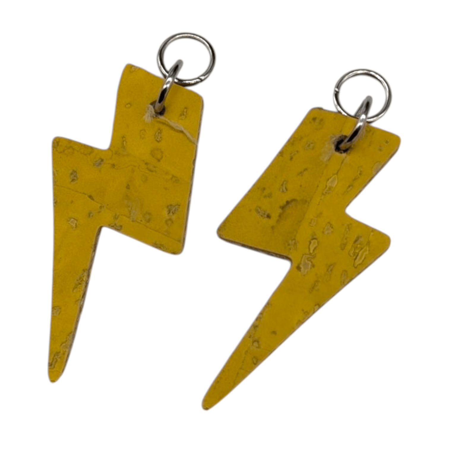 Lemon yellow and pale blue mini lightning bolt cork charms