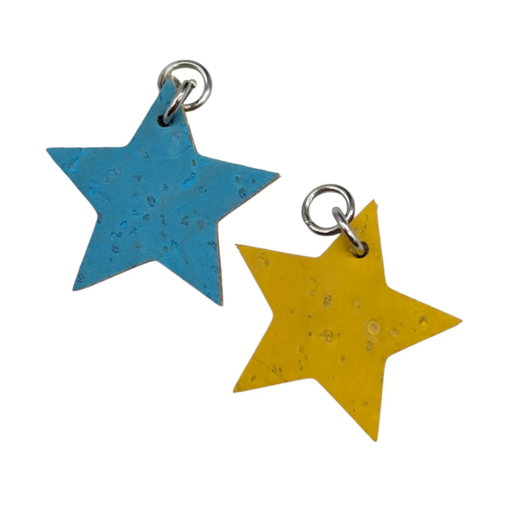 Lemon yellow and pale blue mini star cork charms