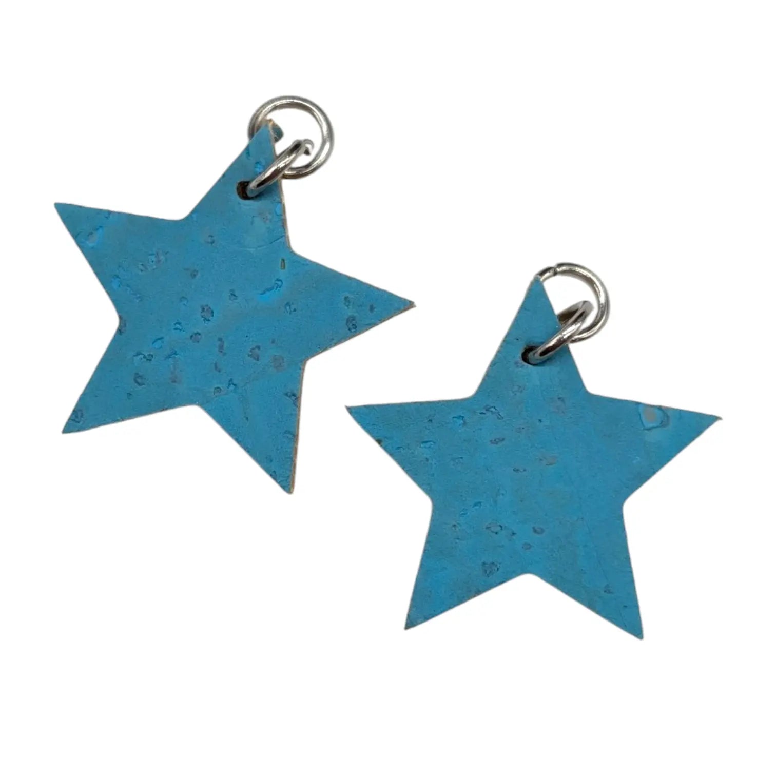 Lemon yellow and pale blue mini star cork charms