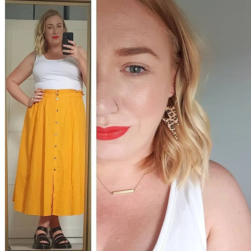 Leopard print lightning bolt earrings