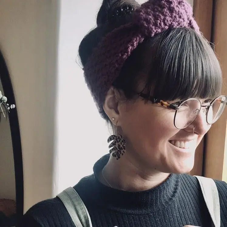 Leopard print monstera leaf earrings