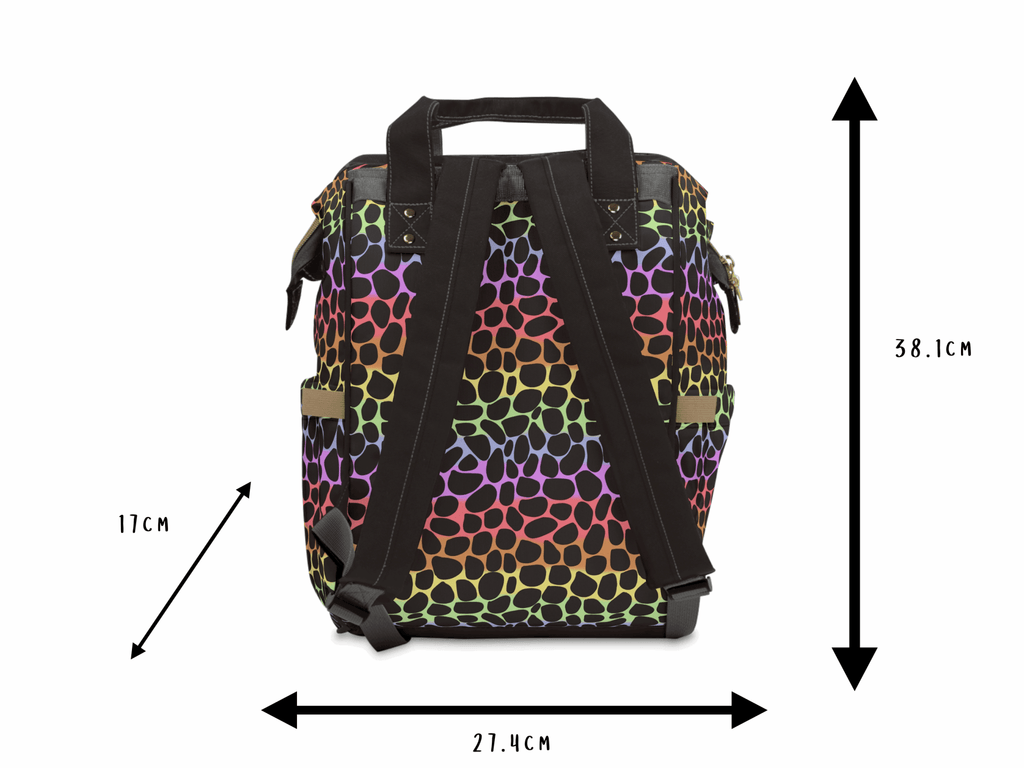 Leopard Print Multi-Function Baby Changing Backpack Bag - Rainbow Roar